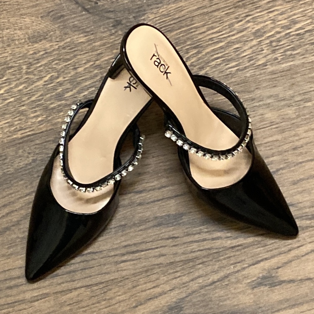 Nordstrom rack Rhinestone and Black Patent Leather Heels Size 7.5